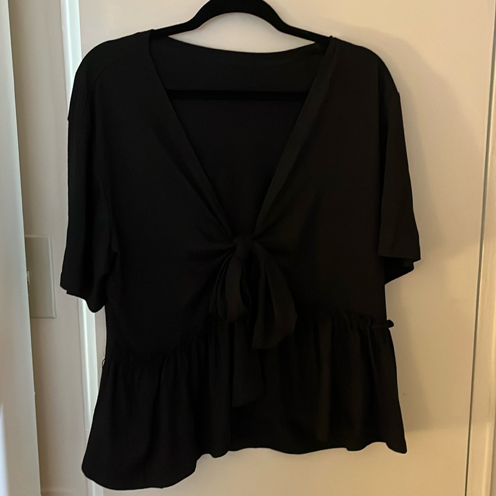Black Tie-Back Women's Top